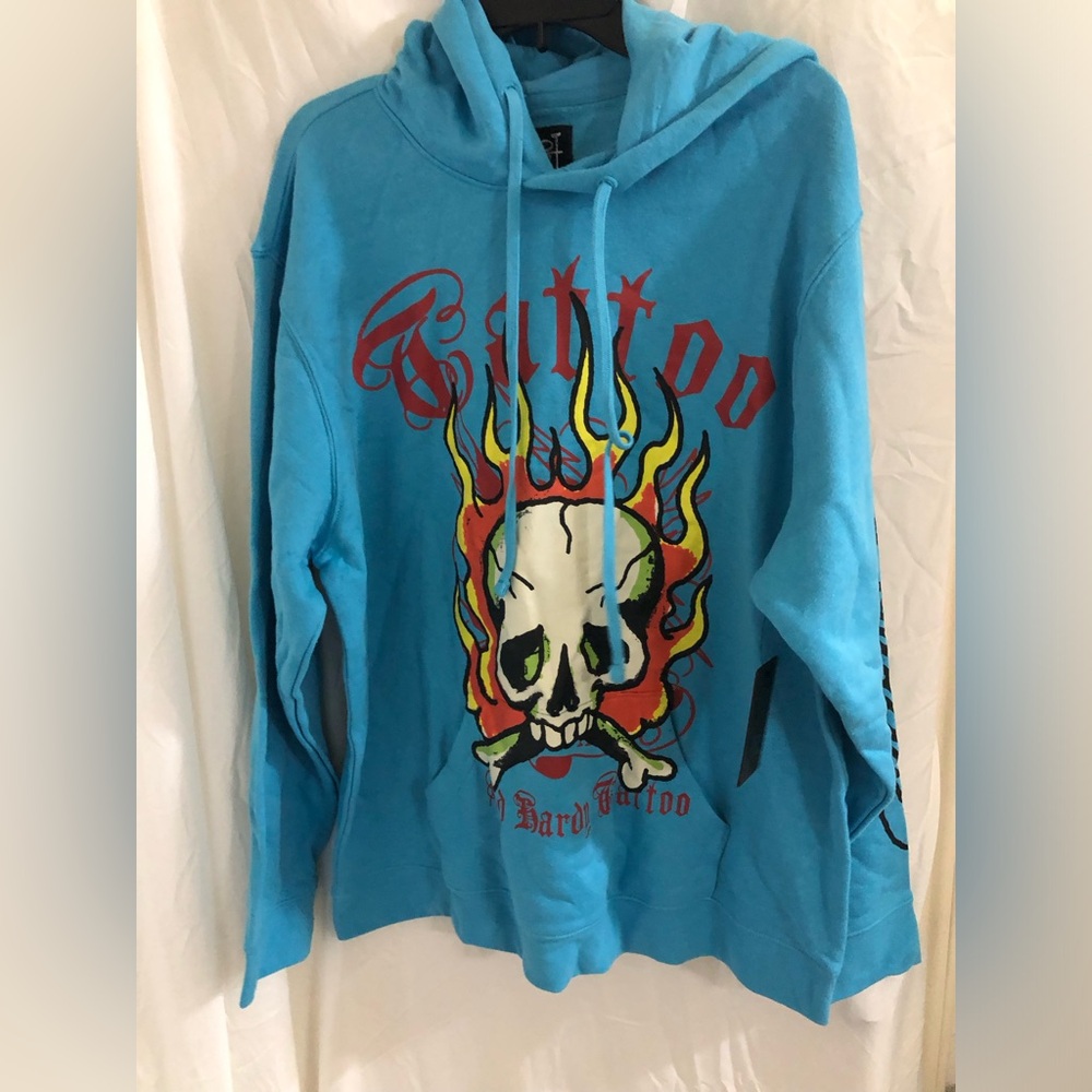 Ed‎ Hardy Men’s blue Ed hardy inscription logo printed hoodie size XL brand new - Picture 11 of 12